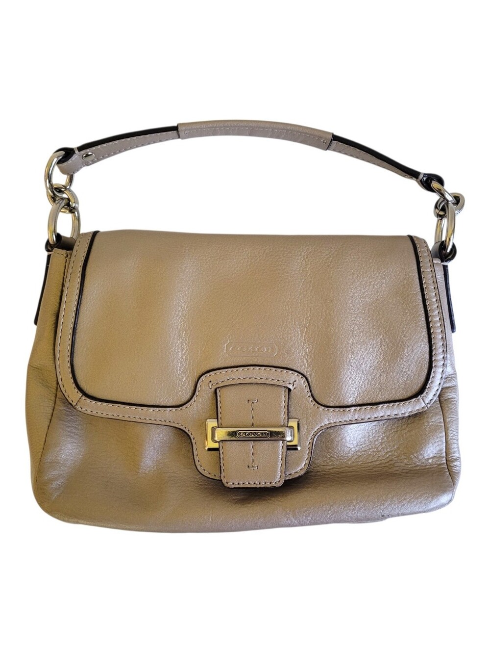 Coach Leather Taylor Flap Gold Champagne Purse Crossbody Bag